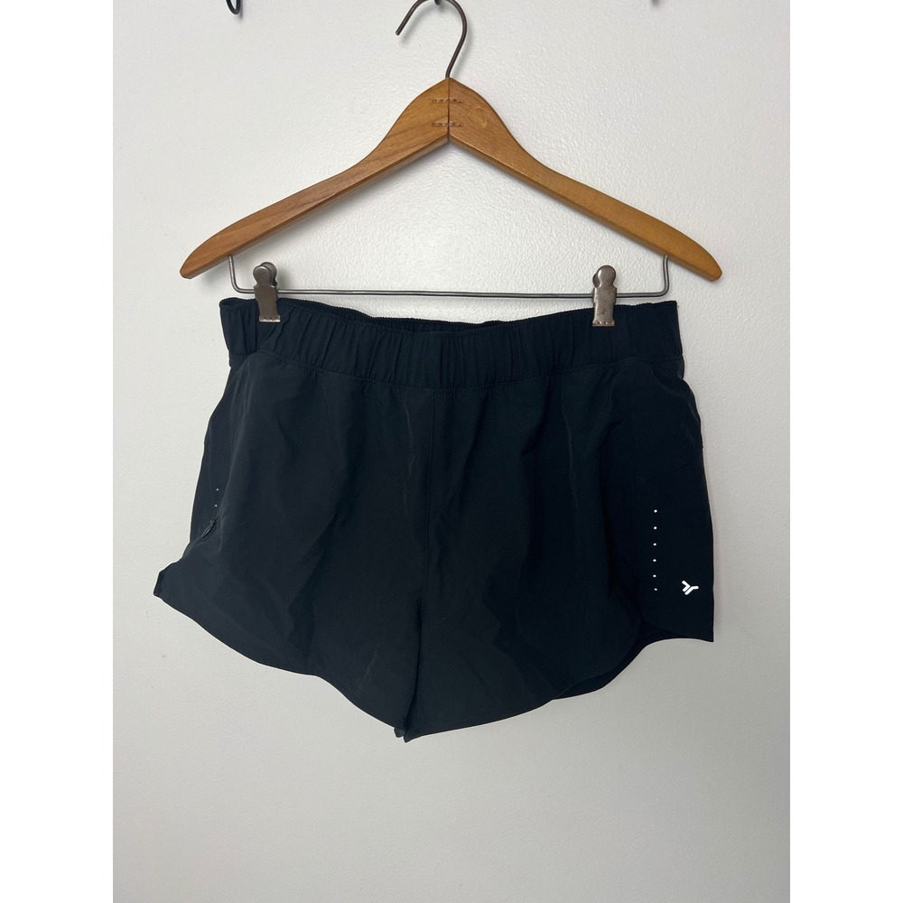Old Navy Active Womens Black Quick Dry Running Shorts Mesh Liner Zipper Pocket M